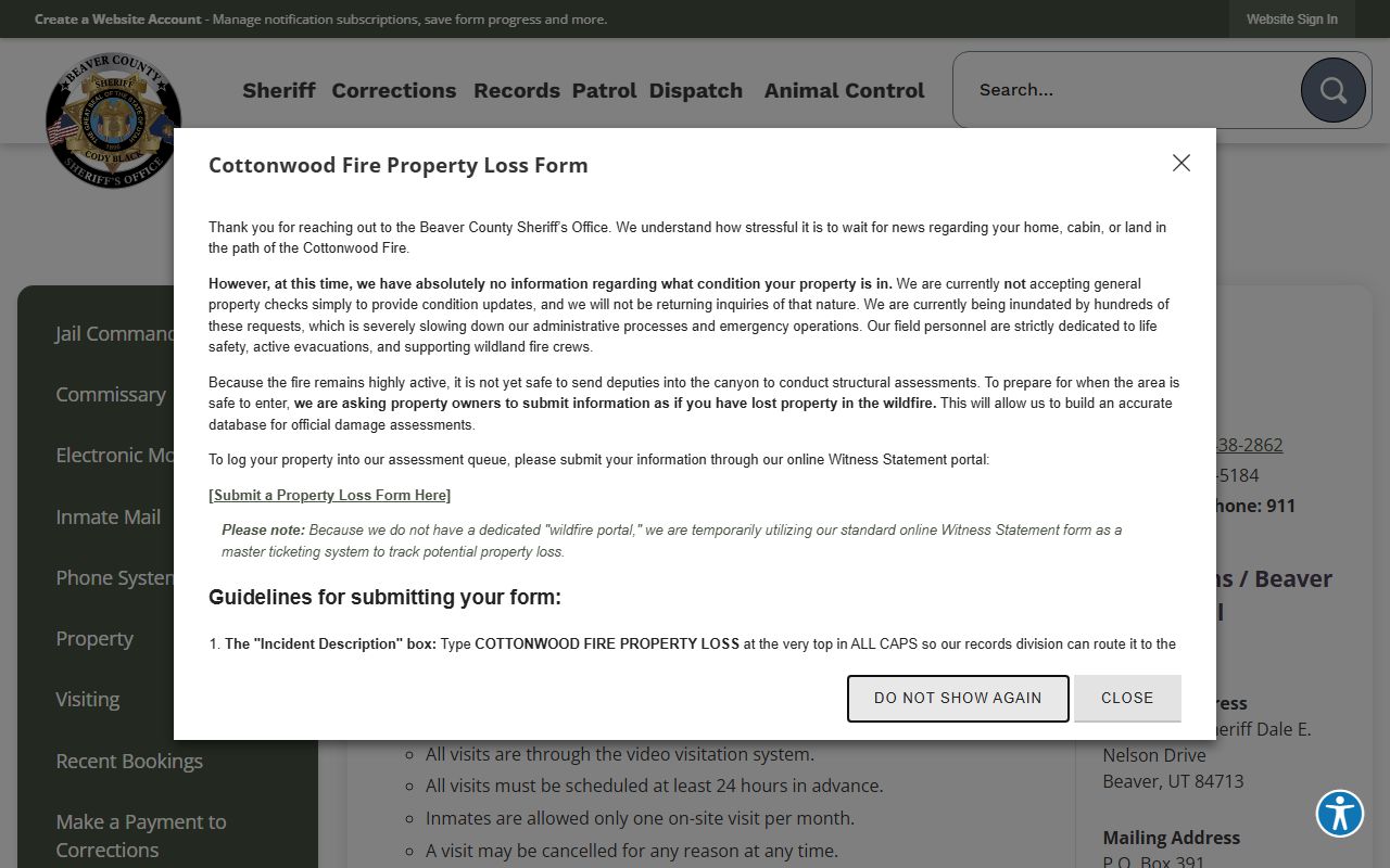 Beaver County Correctional Facility video visitation rules